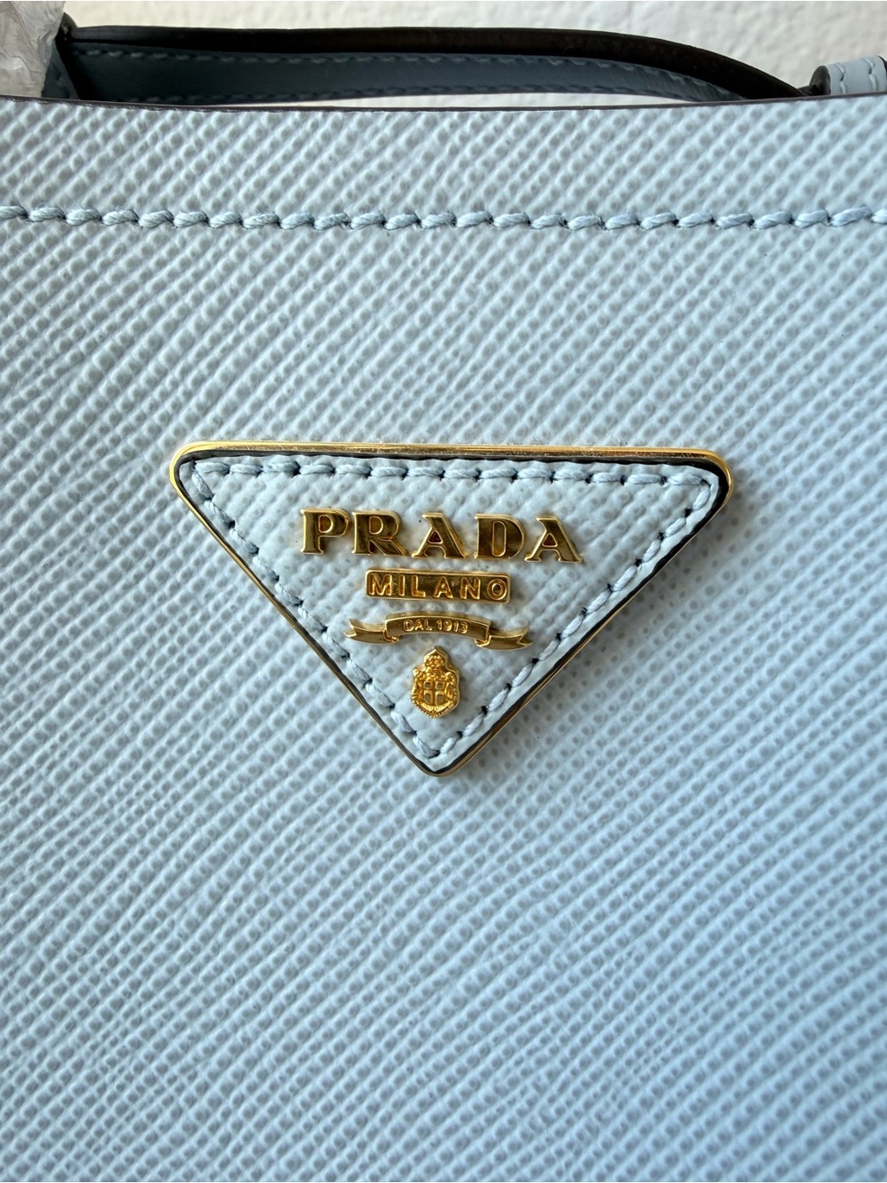 Prada Powder Blue Saffiano Leather Bucket Top-Handle Tote | Dust Bag | Authentic - Picture 2 of 11